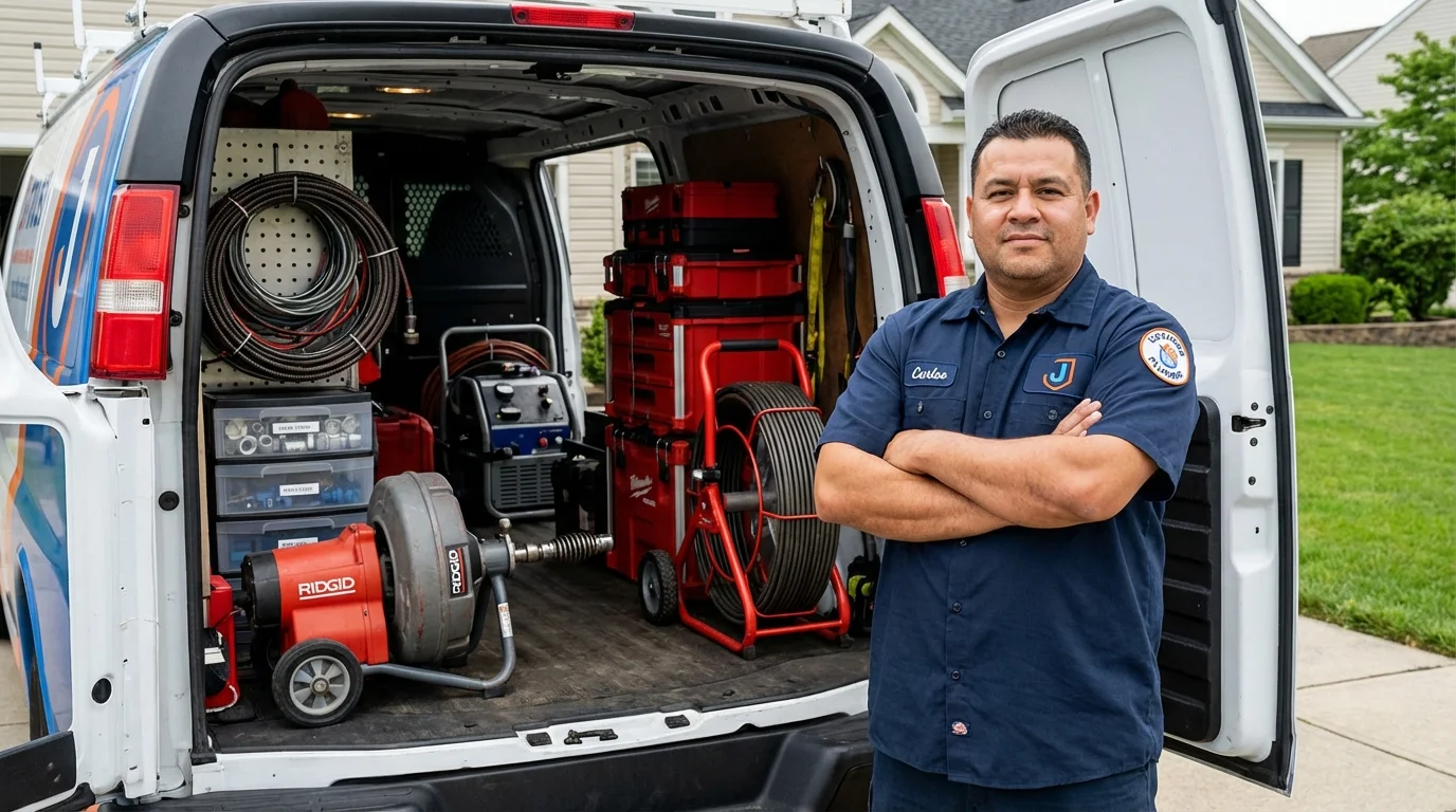 Professional drain cleaning equipment and Johns Plumbing LLC plumber in Mountlake Terrace