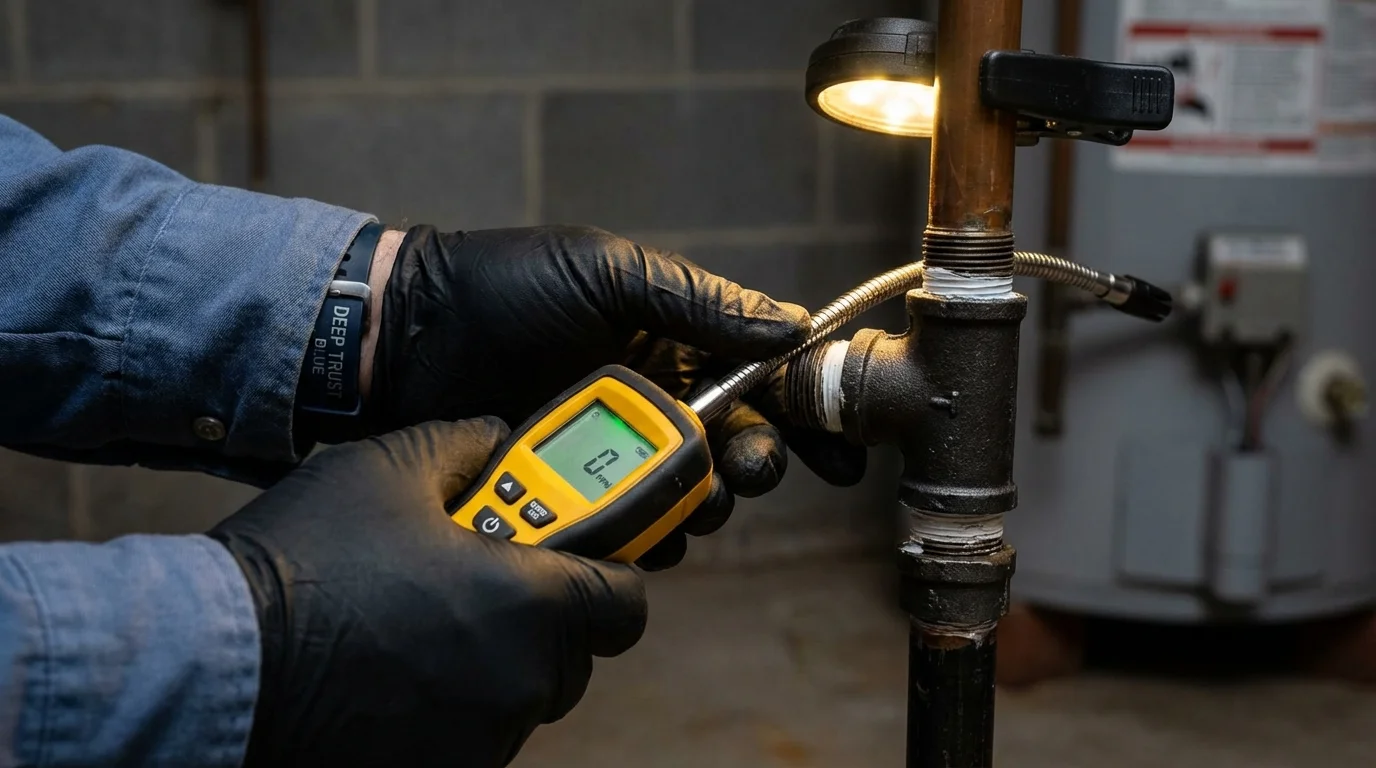 Gas leak detection with electronic sniffer by Johns Plumbing LLC in Mountlake Terrace